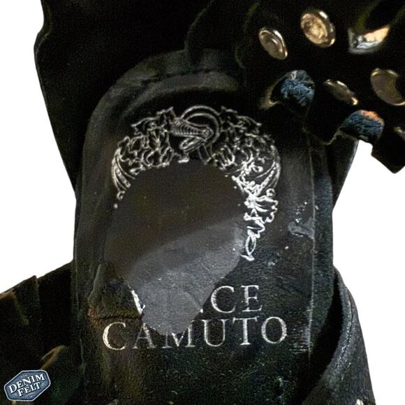 Vince Camuto Black VC-Fancle Caged Studded Strappy Heels 6.5M Leather Upper - Picture 13 of 13